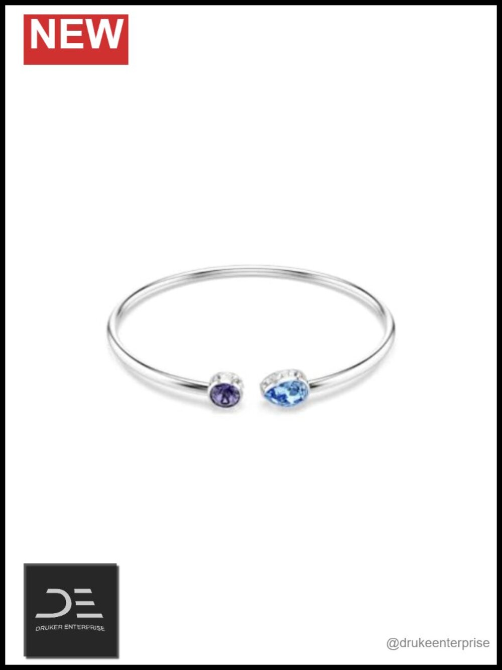 Swarovski Chroma Rhodium Plated Bangle Bracelet Crystal Silver
